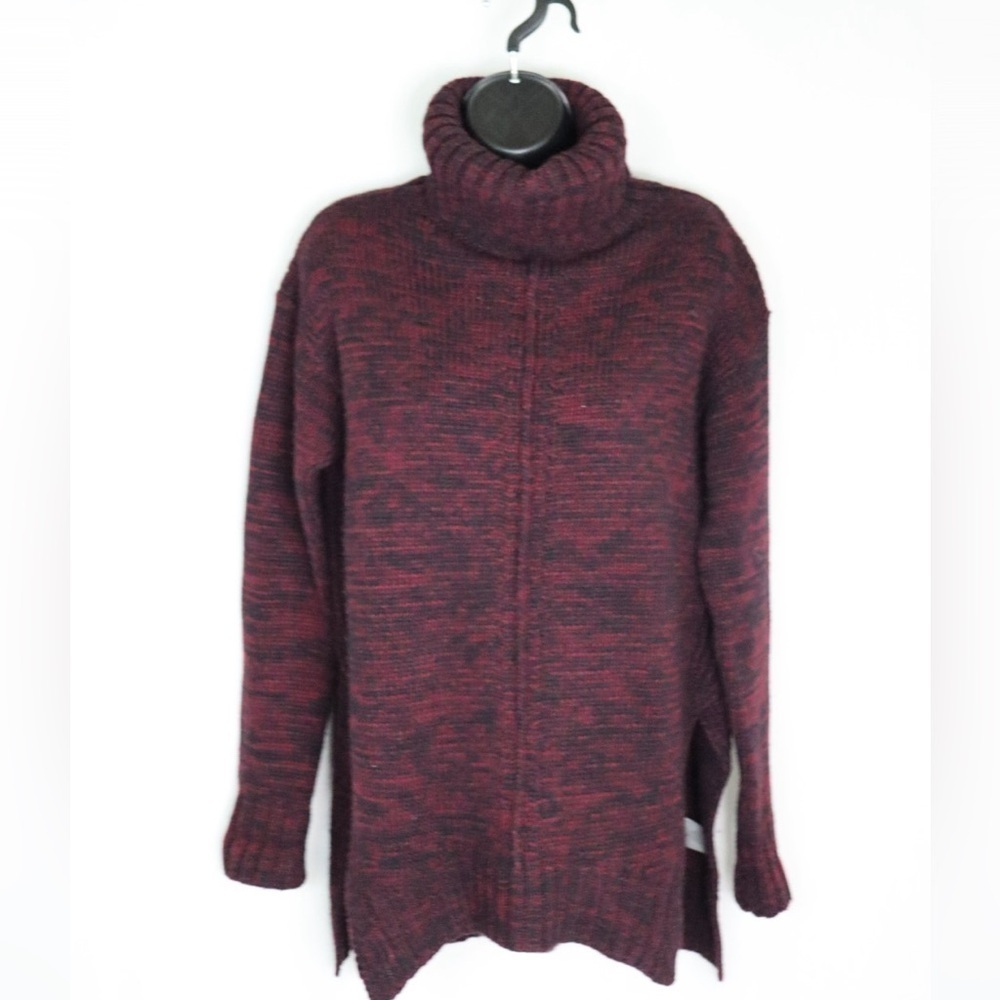 JOHN + JENN Burgundy Cable Knit Turtleneck Sweater